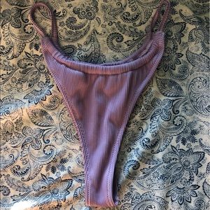 Purple ribbed bikini bottoms